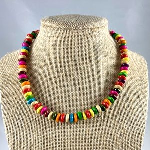 3/$15 multicolored wood disc bead necklace